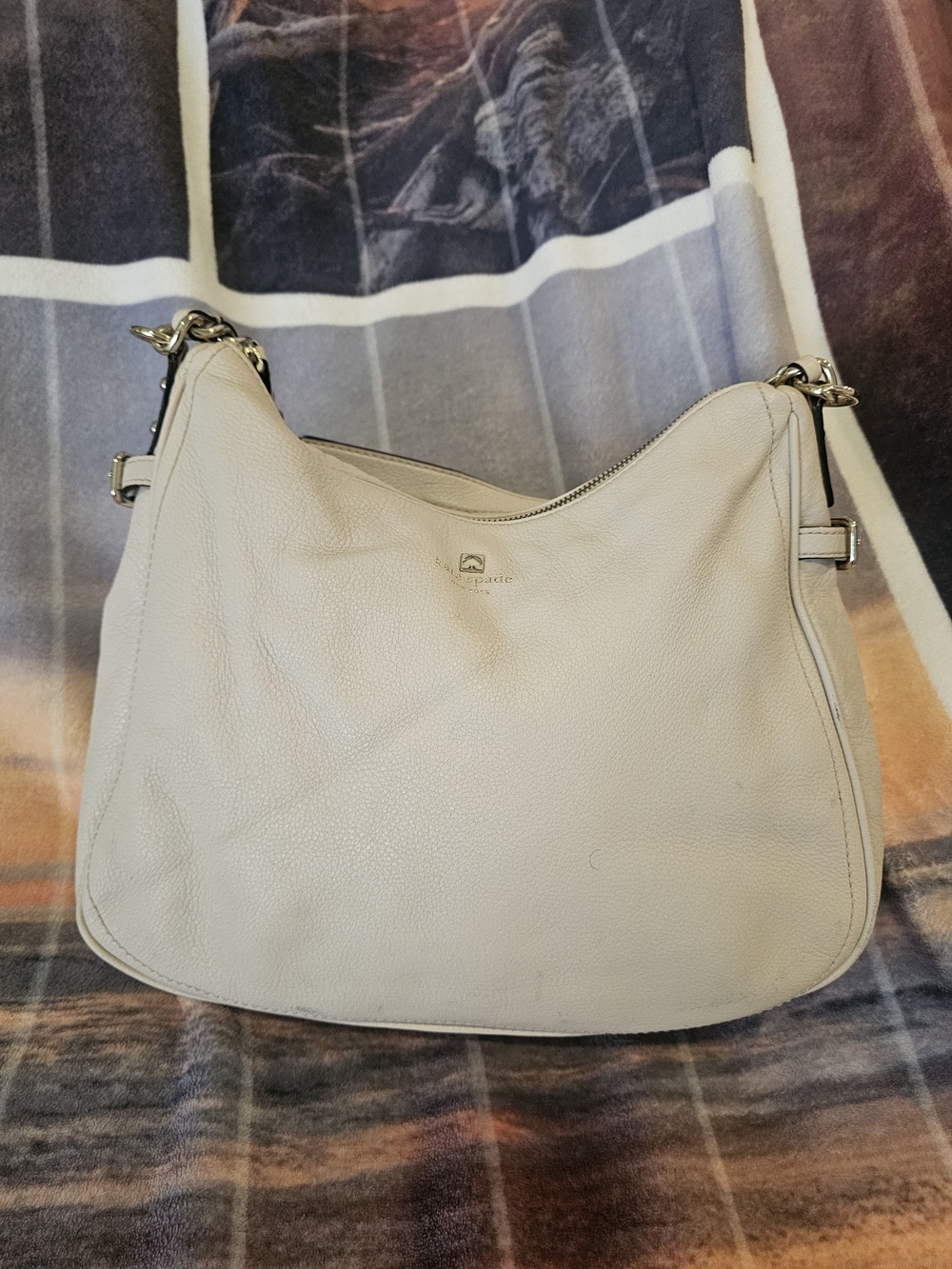 Kate Spade Cream Pebbled Leather Pine Street Finley Hobo